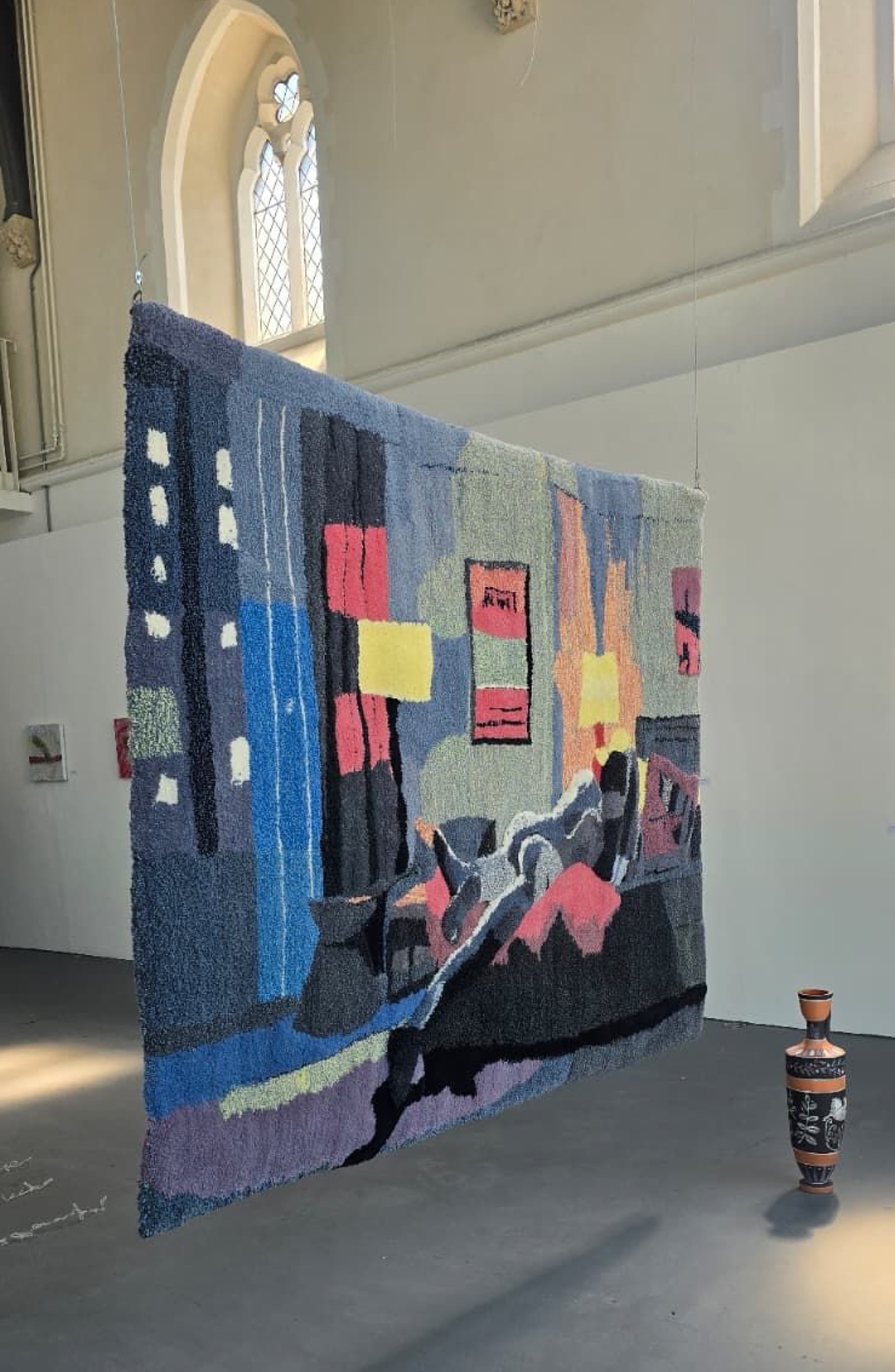 Installation view of Reimagined Desires, tufted textile and ceramic work, BA Fine Art Degree Show, Goldsmiths, 2026