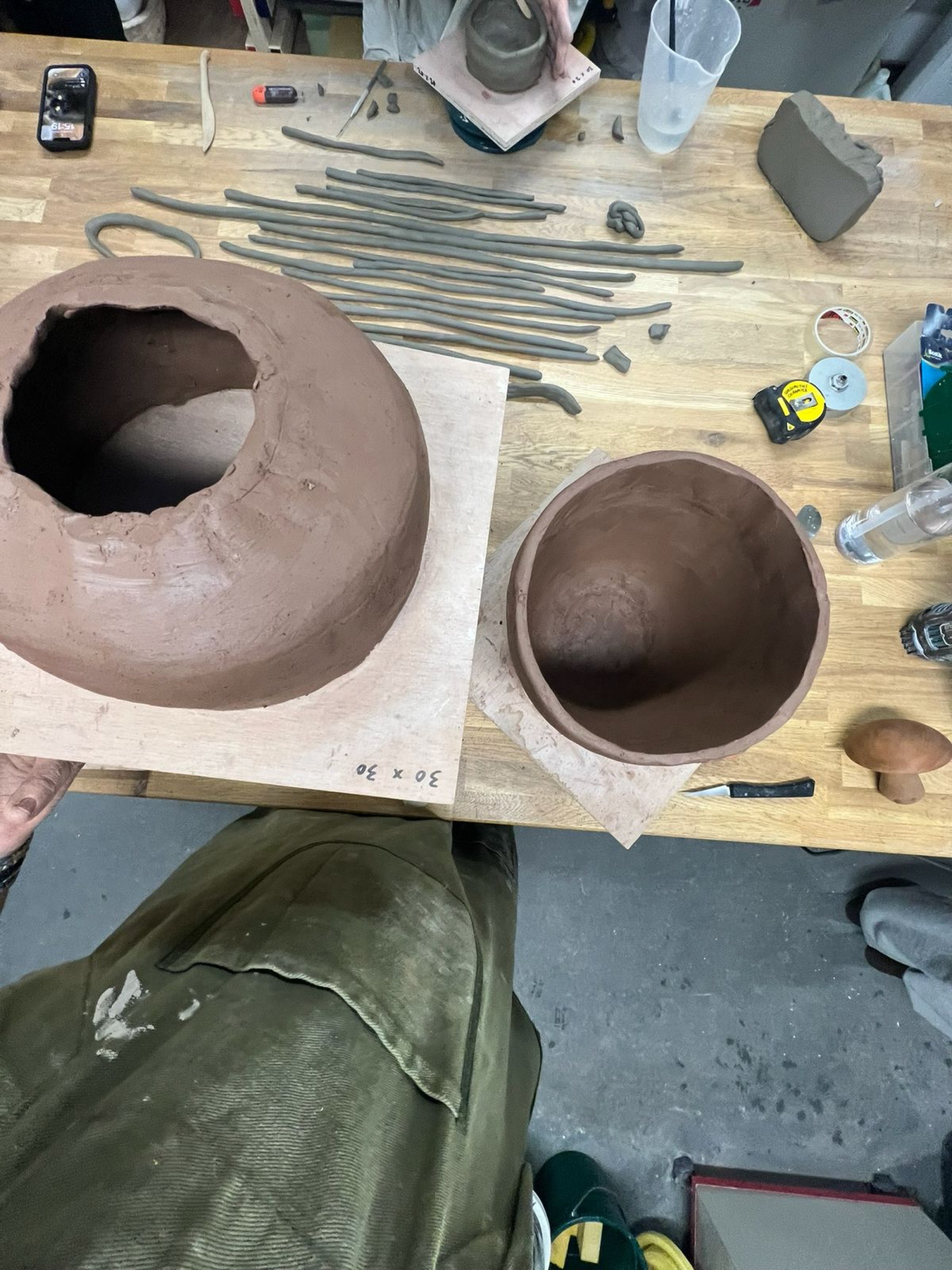 Ceramic works in progress in the studio