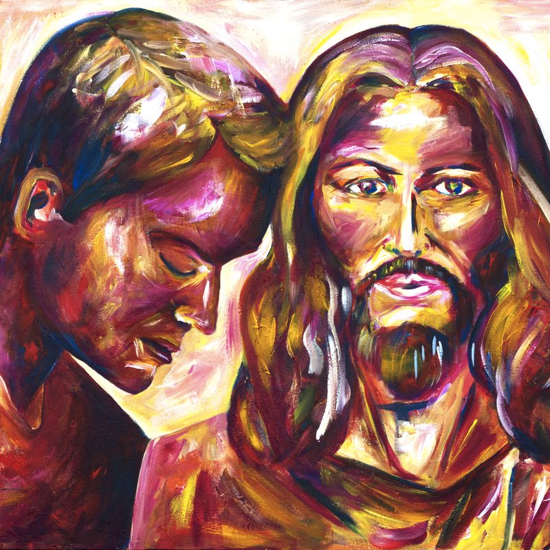 Lean on Me, acrylic on canvas, by Nikolaos Giannakakis
