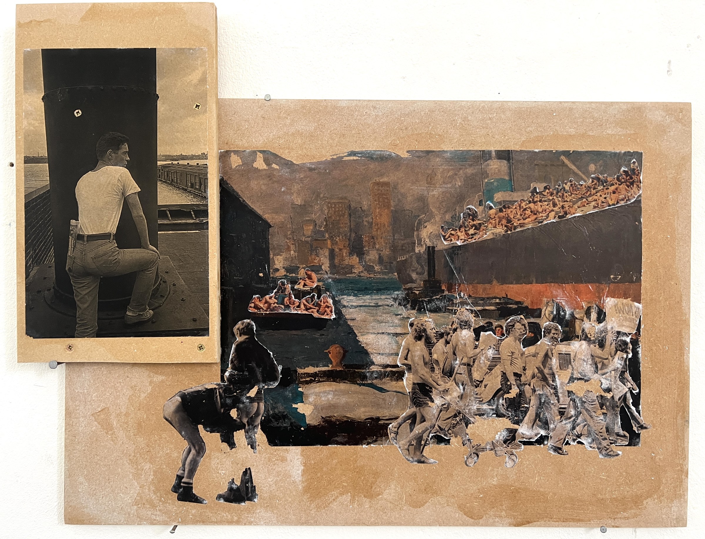 Tugboat, mixed media on wood, by Nikolaos Giannakakis