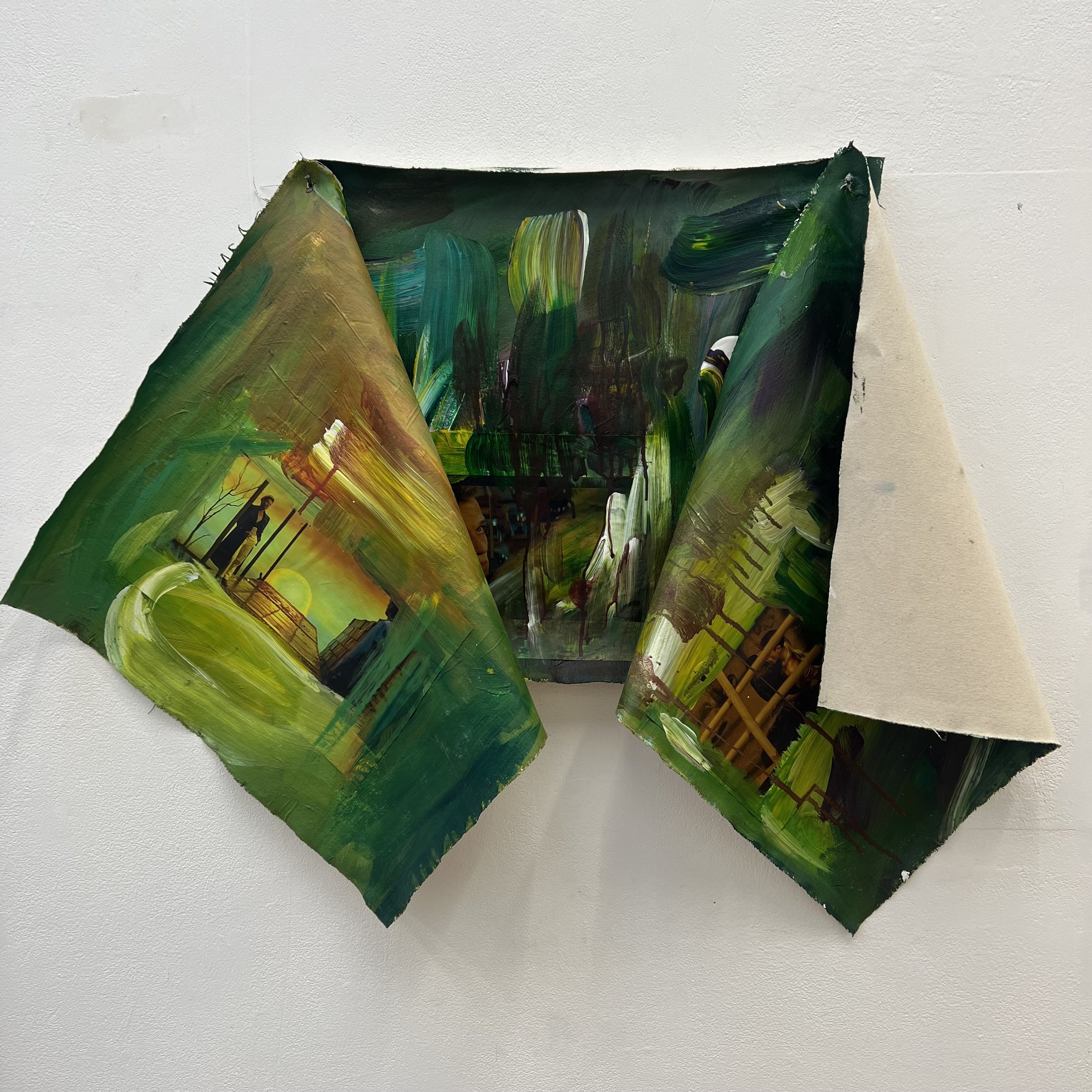 Voyeur's Triptych, mixed media painting, by Nikolaos Giannakakis