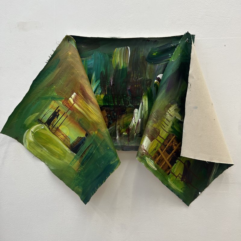 Voyeur's Triptych, mixed media painting, by Nikolaos Giannakakis